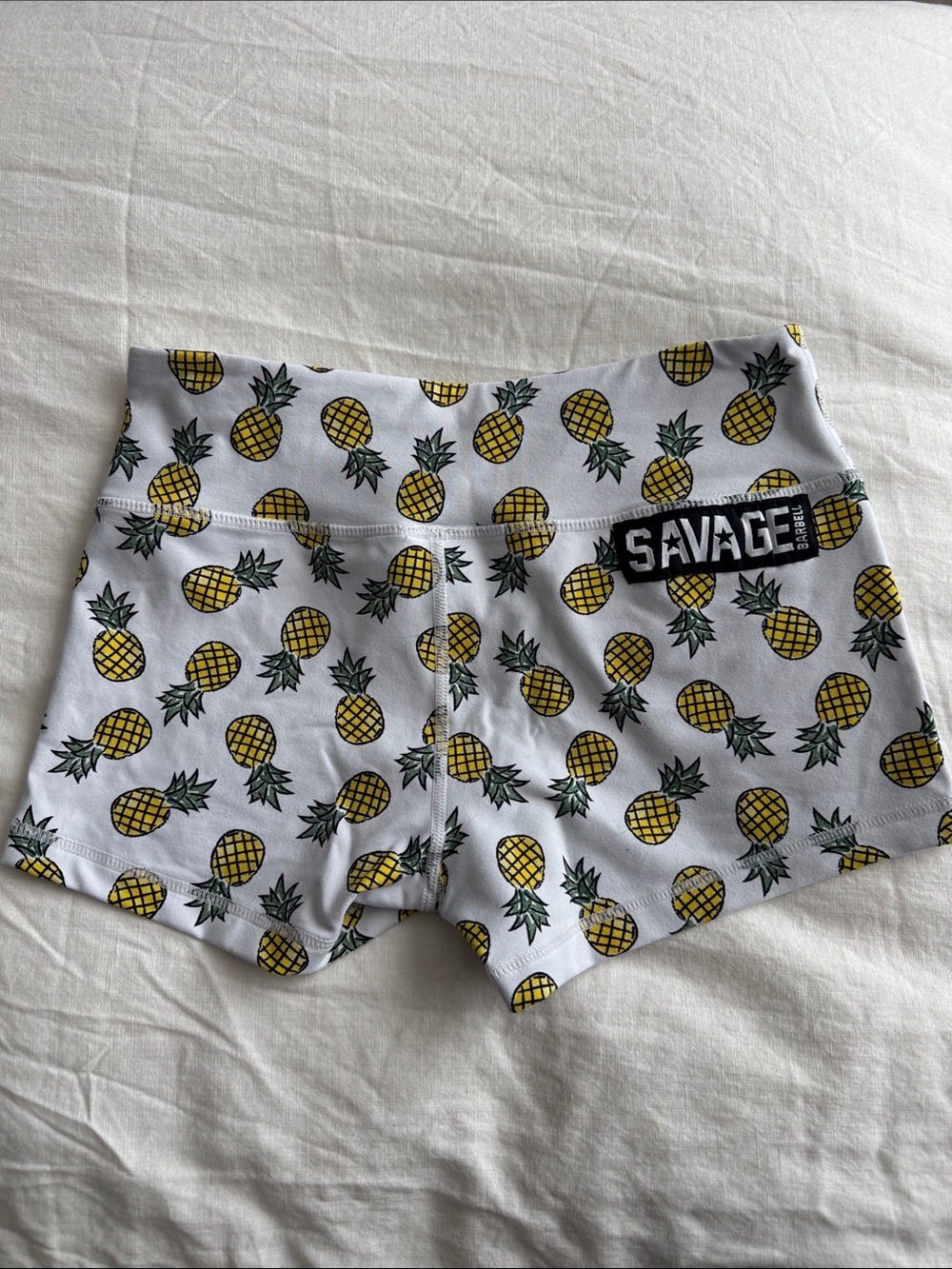 Savage Barbell White Pineapple-Print Women's Crossfit Shorts